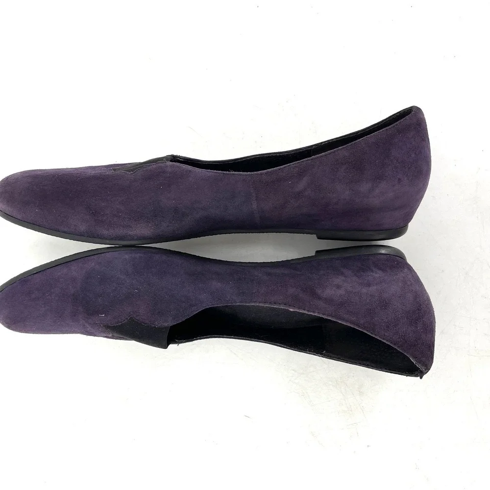 Munro American Women's Purple Suede‎ Scalloped Ballet Flats 11.5